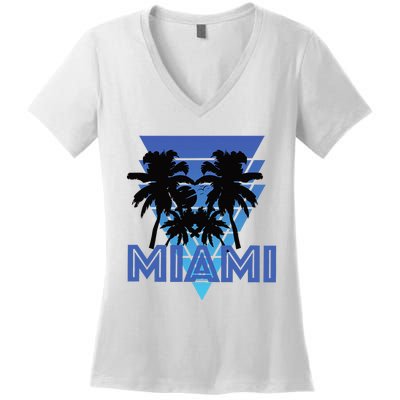 Florida Miami Vintage Palm Trees Women's V-Neck T-Shirt