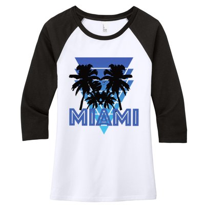 Florida Miami Vintage Palm Trees Women's Tri-Blend 3/4-Sleeve Raglan Shirt