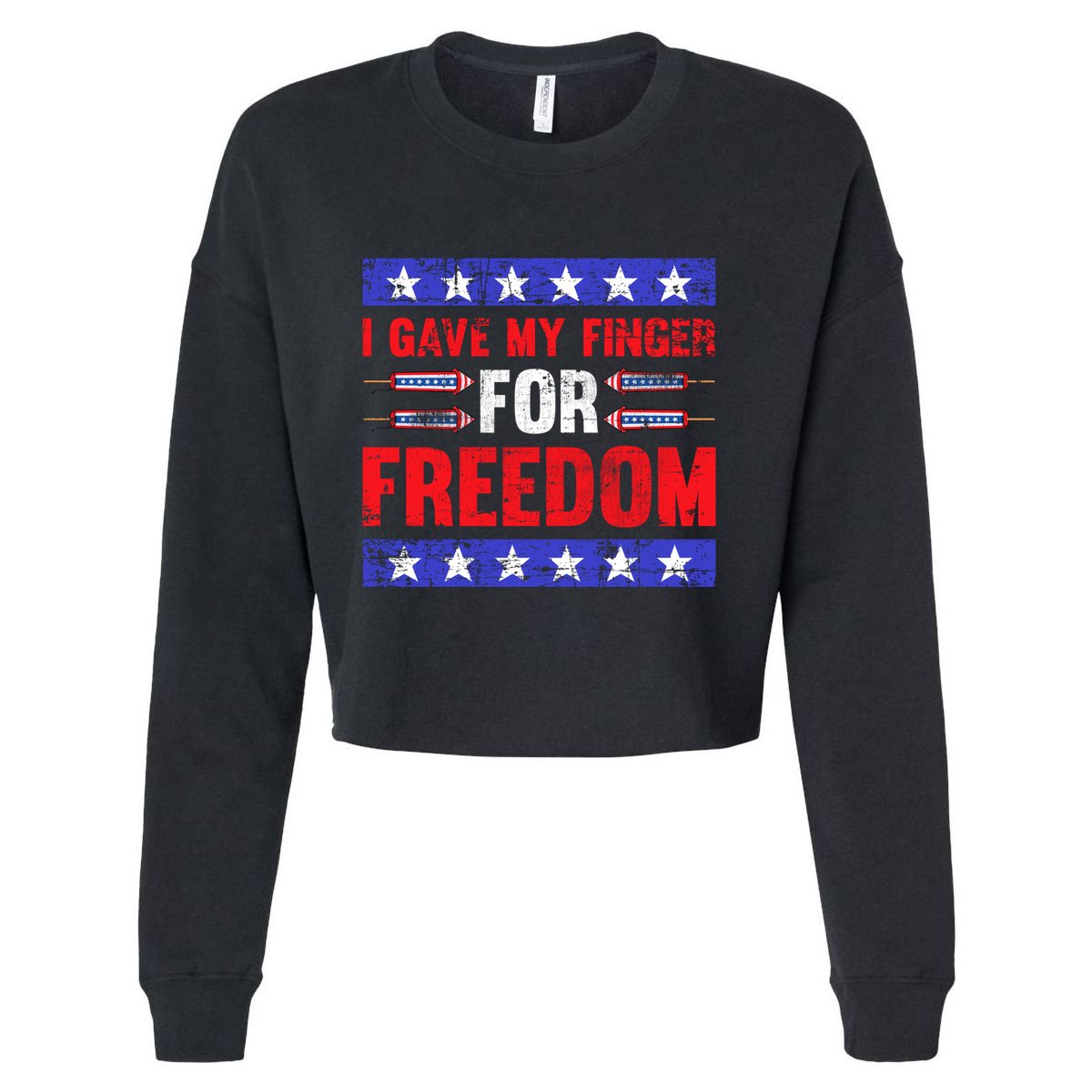 Freedom Merica Veteran Patriotic July Patriot American Flag Cute Gift Cropped Pullover Crew