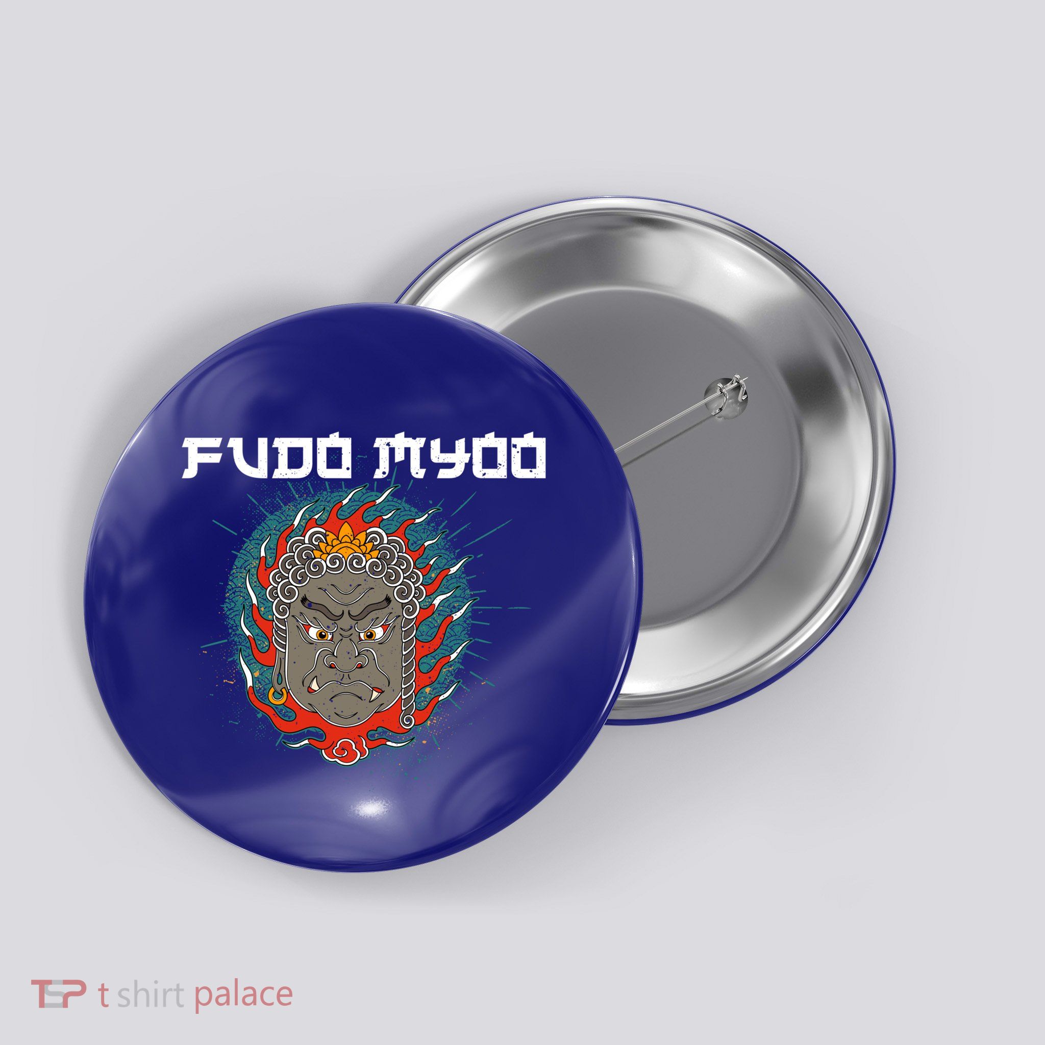 Fudo Myoo Vajrayana Buddhism Immovable Lord Japanese Chinese Gift Button