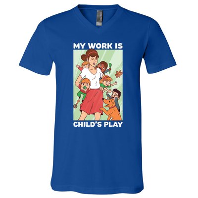 Funny My Work Is 'S Play Professional Sitter Gift V-Neck T-Shirt