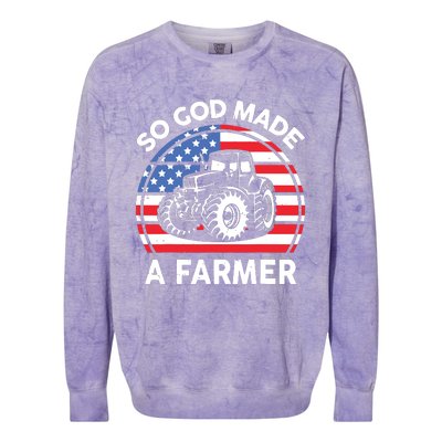 Famer Men Women Kids Funny So God Made A Farmer Colorblast Crewneck Sweatshirt