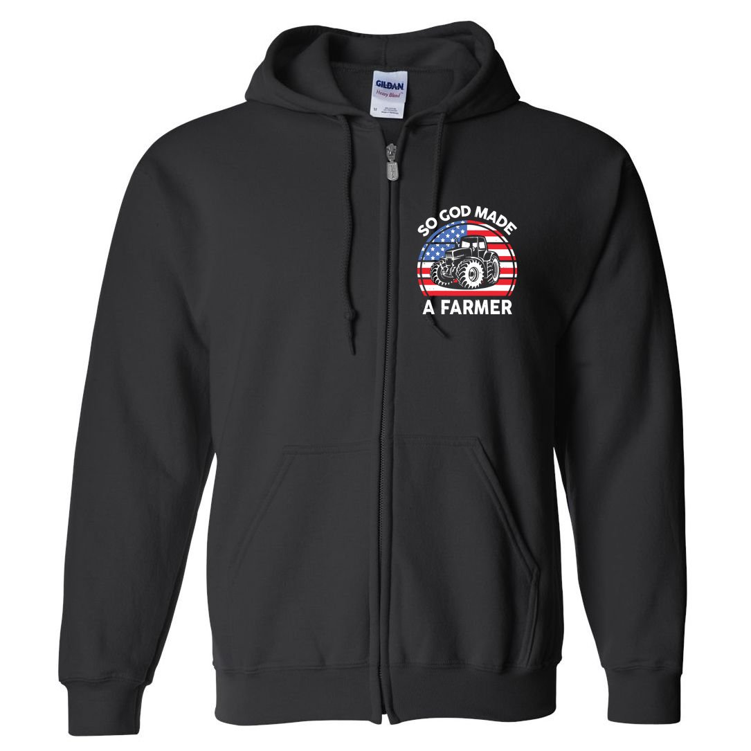 Famer Men Women Kids Funny So God Made A Farmer Full Zip Hoodie
