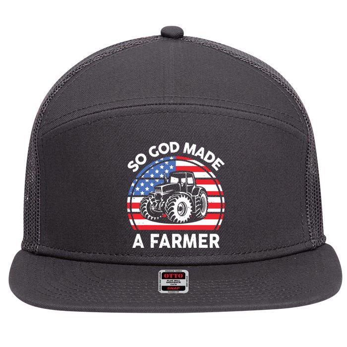 Famer Men Women Kids Funny So God Made A Farmer 7 Panel Mesh Trucker Snapback Hat