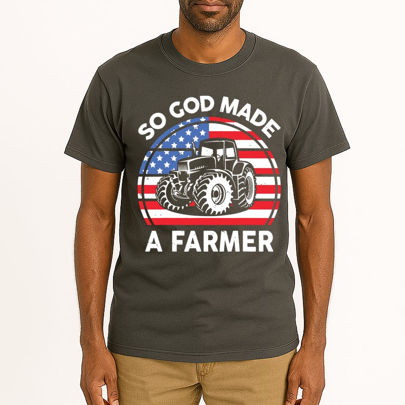 Famer Men Women Kids Funny So God Made A Farmer Tall T-Shirt