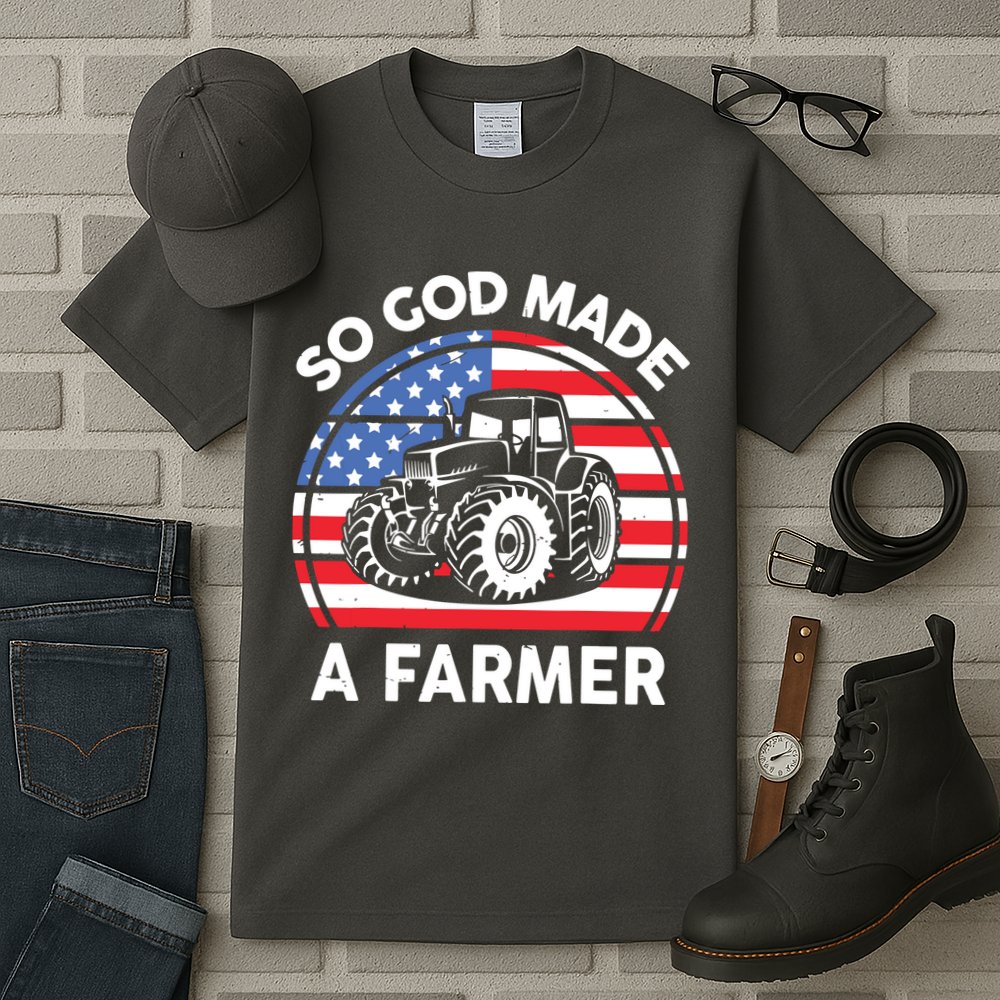 Famer Men Women Kids Funny So God Made A Farmer Tall T-Shirt