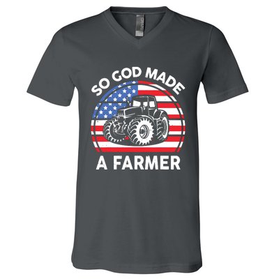 Famer Men Women Kids Funny So God Made A Farmer V-Neck T-Shirt