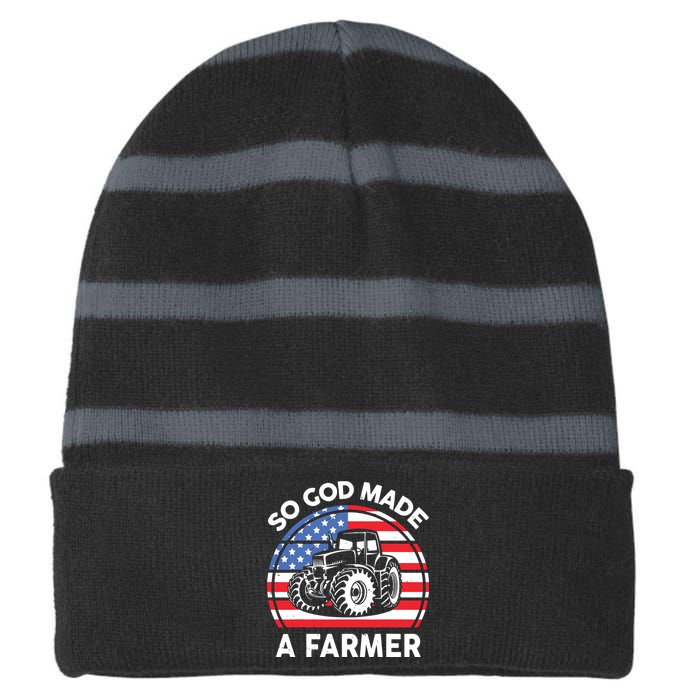 Famer Men Women Kids Funny So God Made A Farmer Striped Beanie with Solid Band