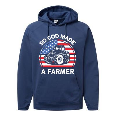 Famer Men Women Kids Funny So God Made A Farmer Performance Fleece Hoodie