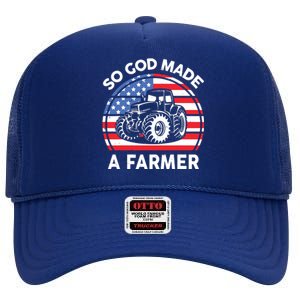 Famer Men Women Kids Funny So God Made A Farmer High Crown Mesh Back Trucker Hat