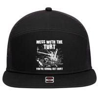 Funny Mess With The Turt You're Gonna Get Hurt Battle Turtle 7 Panel Mesh Trucker Snapback Hat