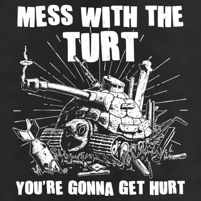 Funny Mess With The Turt You're Gonna Get Hurt Battle Turtle 7 Panel Mesh Trucker Snapback Hat