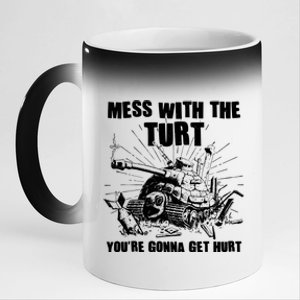 Funny Mess With The Turt You're Gonna Get Hurt Battle Turtle 11oz Black Color Changing Mug