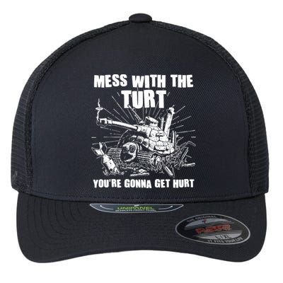 Funny Mess With The Turt You're Gonna Get Hurt Battle Turtle Flexfit Unipanel Trucker Cap