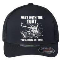 Funny Mess With The Turt You're Gonna Get Hurt Battle Turtle Flexfit Unipanel Trucker Cap