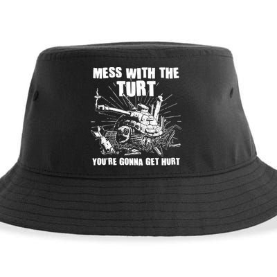 Funny Mess With The Turt You're Gonna Get Hurt Battle Turtle Sustainable Bucket Hat