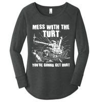 Funny Mess With The Turt You're Gonna Get Hurt Battle Turtle Women's Perfect Tri Tunic Long Sleeve Shirt