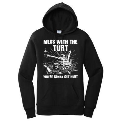 Funny Mess With The Turt You're Gonna Get Hurt Battle Turtle Women's Pullover Hoodie