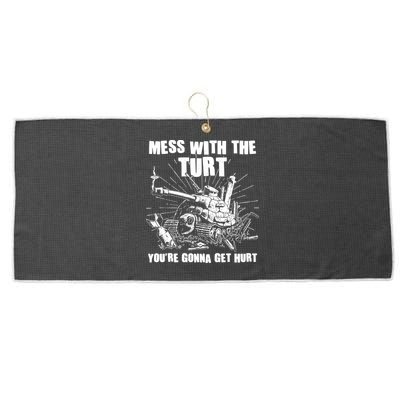 Funny Mess With The Turt You're Gonna Get Hurt Battle Turtle Large Microfiber Waffle Golf Towel