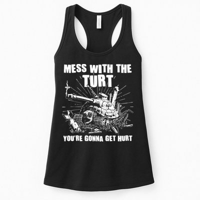 Funny Mess With The Turt You're Gonna Get Hurt Battle Turtle Womens Tank Top