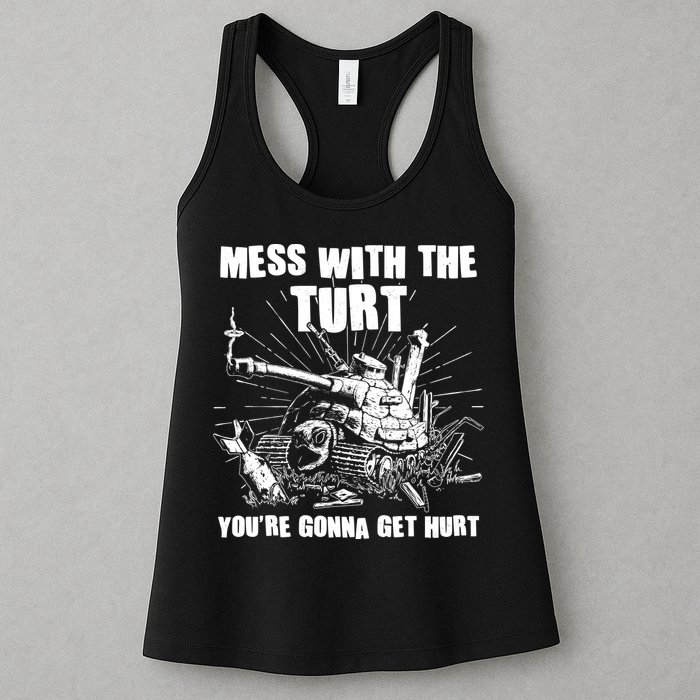 Funny Mess With The Turt You're Gonna Get Hurt Battle Turtle Womens Tank Top