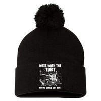 Funny Mess With The Turt You're Gonna Get Hurt Battle Turtle Pom Pom 12in Knit Beanie