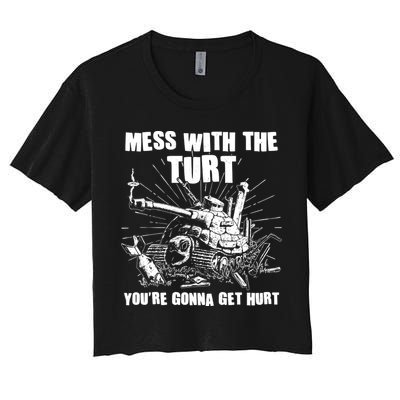 Funny Mess With The Turt You're Gonna Get Hurt Battle Turtle Crop Top