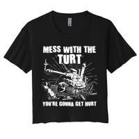 Funny Mess With The Turt You're Gonna Get Hurt Battle Turtle Crop Top