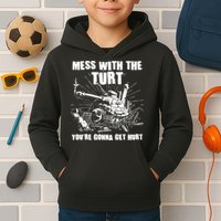 Funny Mess With The Turt You're Gonna Get Hurt Battle Turtle Kids Hoodie