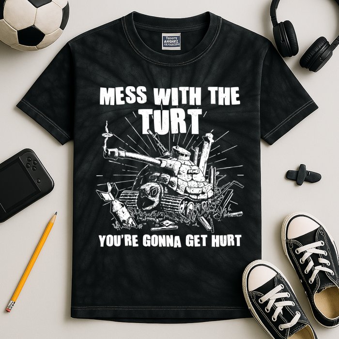 Funny Mess With The Turt You're Gonna Get Hurt Battle Turtle Kids Tie-Dye T-Shirt