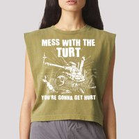 Funny Mess With The Turt You're Gonna Get Hurt Battle Turtle Garment-Dyed Women's Muscle Tee