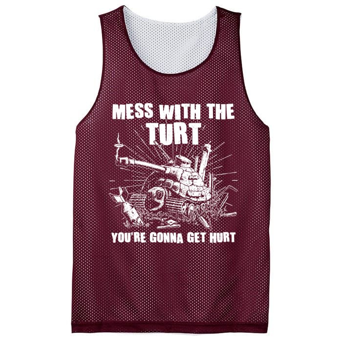 Funny Mess With The Turt You're Gonna Get Hurt Battle Turtle Mesh Reversible Basketball Jersey Tank