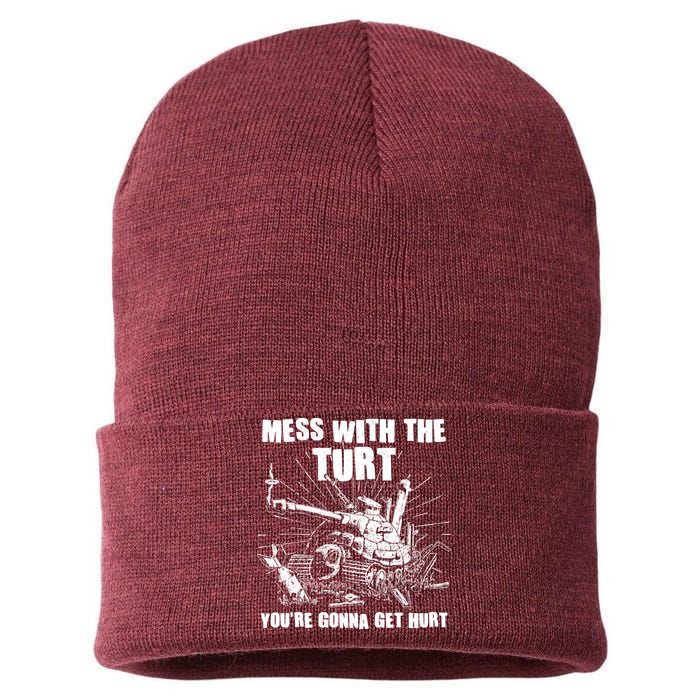 Funny Mess With The Turt You're Gonna Get Hurt Battle Turtle Sustainable Knit Beanie