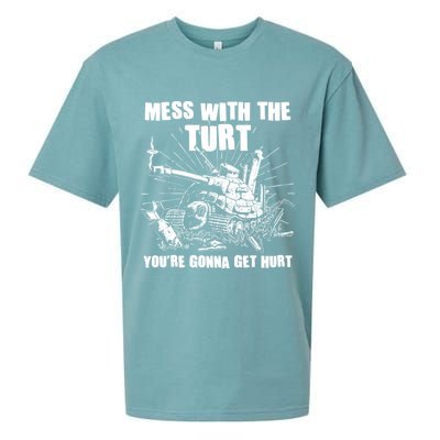 Funny Mess With The Turt You're Gonna Get Hurt Battle Turtle Sueded Cloud Jersey T-Shirt