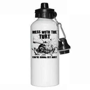 Funny Mess With The Turt You're Gonna Get Hurt Battle Turtle Aluminum Water Bottle