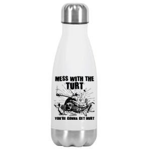 Funny Mess With The Turt You're Gonna Get Hurt Battle Turtle Stainless Steel Insulated Water Bottle