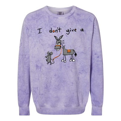 Funny Mouse Walking A Donkey I Don't Give Rats Ass Great Gift Colorblast Crewneck Sweatshirt