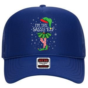 Family Matching Women Girls Im The Sassy Elf Christmas High Crown Mesh Back Trucker Hat