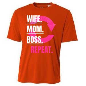 Funny Mom Wife Sister Daughter Boss Repeat Cycle Gift Cooling Performance Crew T-Shirt