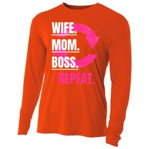 Funny Mom Wife Sister Daughter Boss Repeat Cycle Gift Cooling Performance Long Sleeve Crew