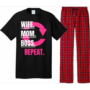 Funny Mom Wife Sister Daughter Boss Repeat Cycle Gift Pajama Set