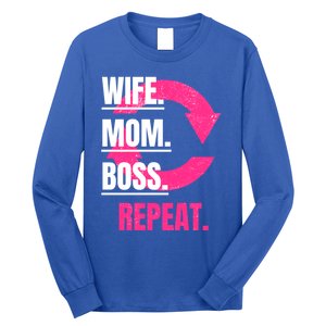 Funny Mom Wife Sister Daughter Boss Repeat Cycle Gift Long Sleeve Shirt