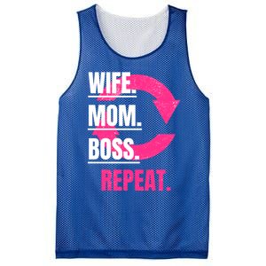 Funny Mom Wife Sister Daughter Boss Repeat Cycle Gift Mesh Reversible Basketball Jersey Tank