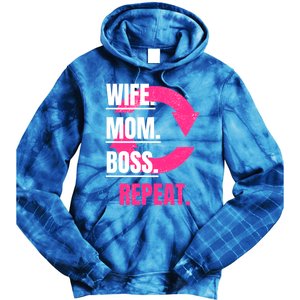 Funny Mom Wife Sister Daughter Boss Repeat Cycle Gift Tie Dye Hoodie