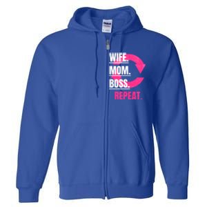 Funny Mom Wife Sister Daughter Boss Repeat Cycle Gift Full Zip Hoodie