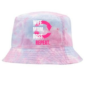 Funny Mom Wife Sister Daughter Boss Repeat Cycle Gift Tie-Dyed Bucket Hat