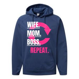 Funny Mom Wife Sister Daughter Boss Repeat Cycle Gift Performance Fleece Hoodie