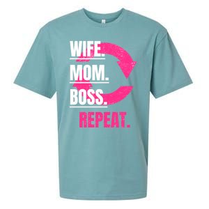 Funny Mom Wife Sister Daughter Boss Repeat Cycle Gift Sueded Cloud Jersey T-Shirt