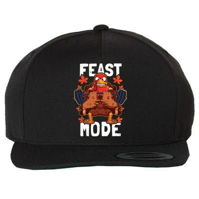 Feast Mode Weightlifting Turkey Day Thanksgiving Christmas Wool Snapback Cap