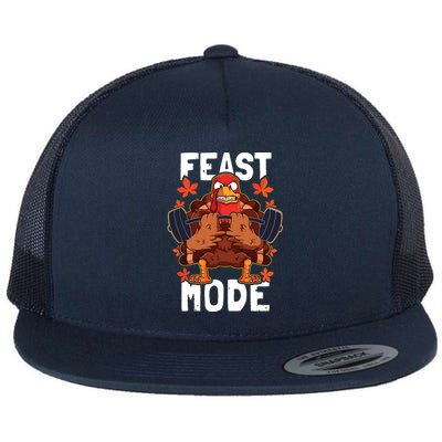 Feast Mode Weightlifting Turkey Day Thanksgiving Christmas Flat Bill Trucker Hat